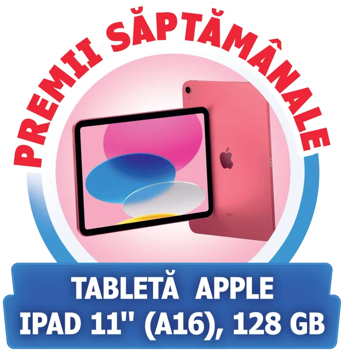 Premii săptămânale: tabletă Apple iPad 11" (A16), 128 GB